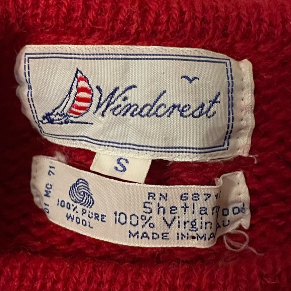 Vintage Windcrest Red 100% Wool Cable Knit Double Breasted Cardigan Size Small - Picture 15 of 16